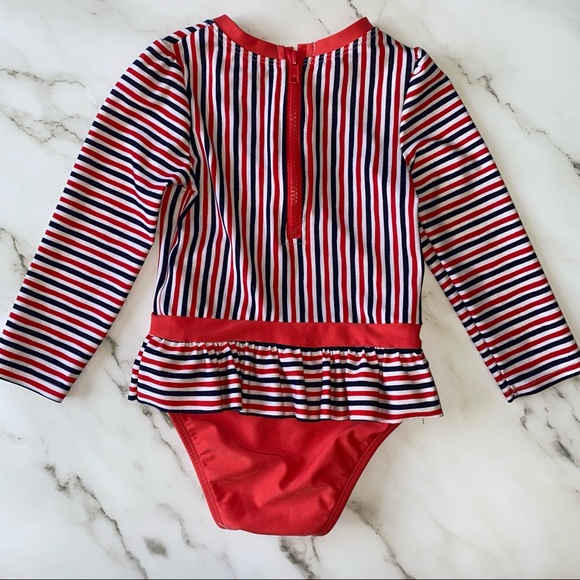 Toddler Girl’s Patriotic Stripe Swimsuit - Picture 2 of 4